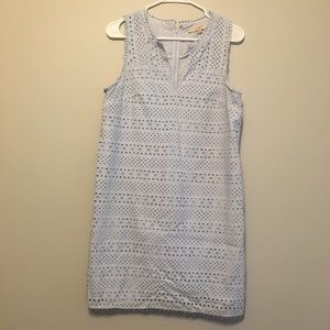 LOFT Baby blue eyelet lace shift dress